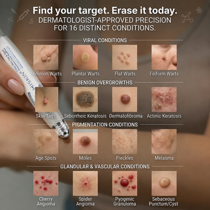 HISKIN®👩‍⚕️ 7-Tage-Hautmakel- & Hautanhängsel-Entferner Schmerzfreier Rollerball-Stift zur schonenden Entfernung von Hautanhängseln und Hautflecken – narbenfrei